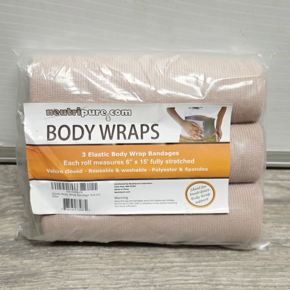 Neutripure 3 Pack Elastic Body Wrap Bandages 6in x 15ft Nude X001AWBLPB Reusable